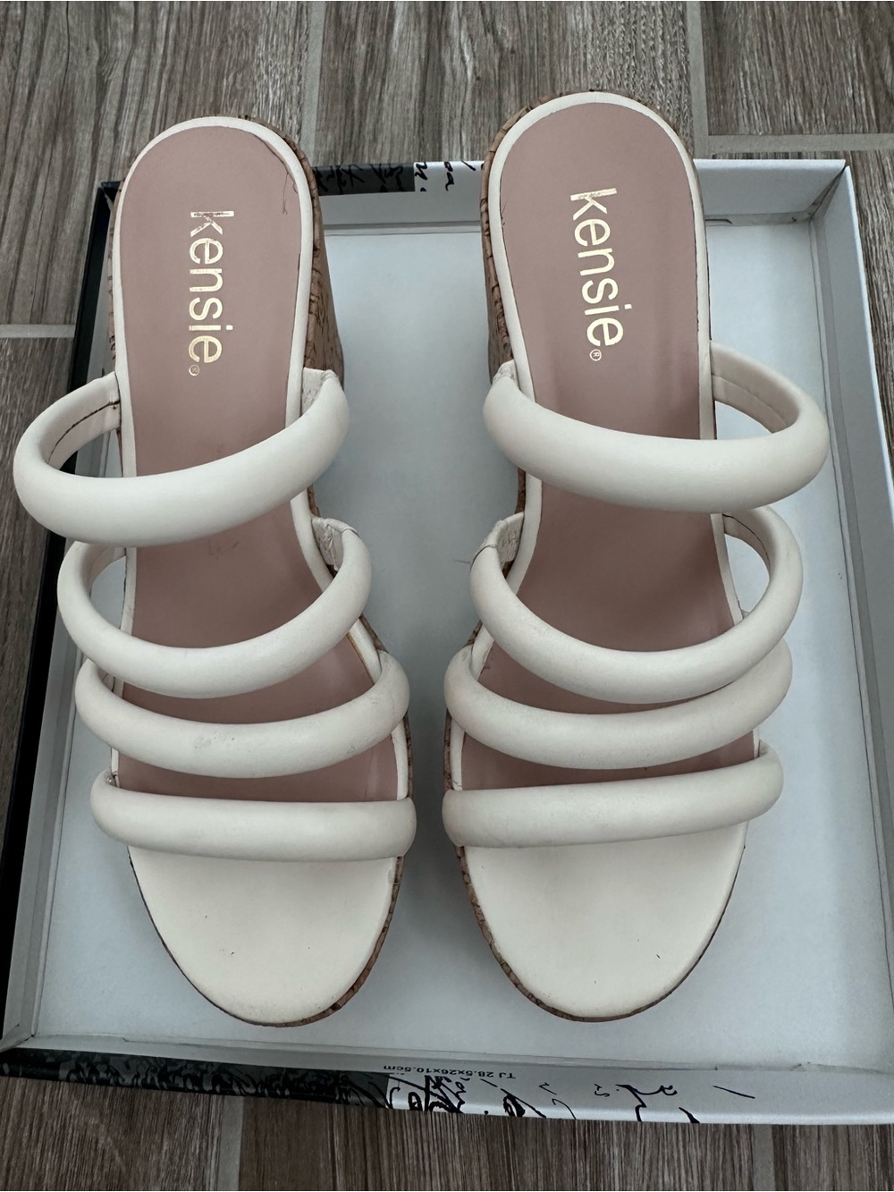 Kensie Cream Multi-Strap Slide Heels